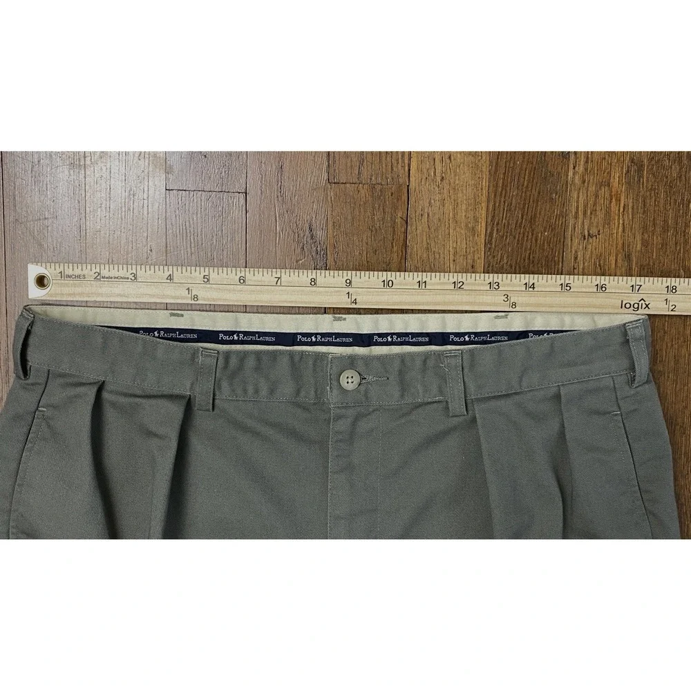 Polo Ralph Lauren Double Pleated Chino Pants 34x31.5 Olive Green High Rise